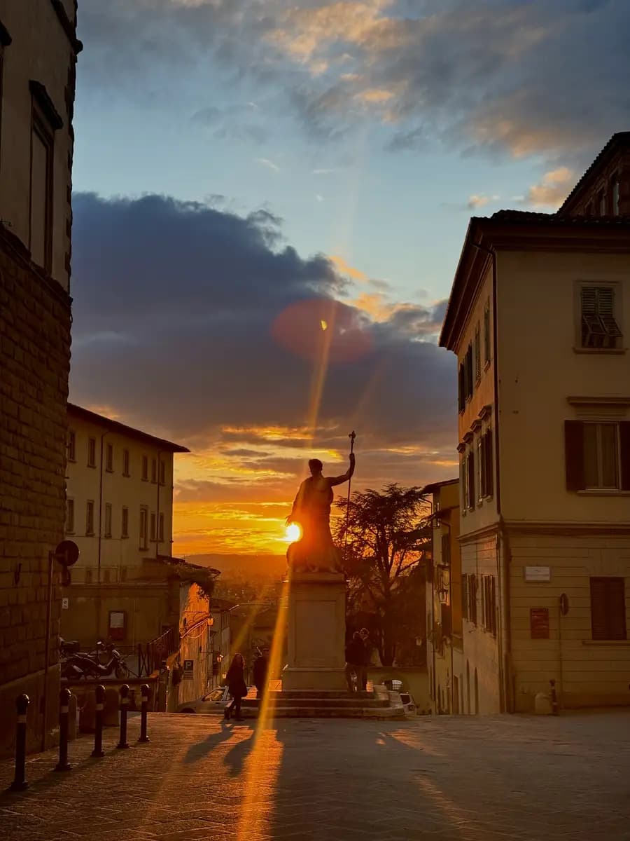 sunset falling in arezzo in april spring time in arezzo tuscany