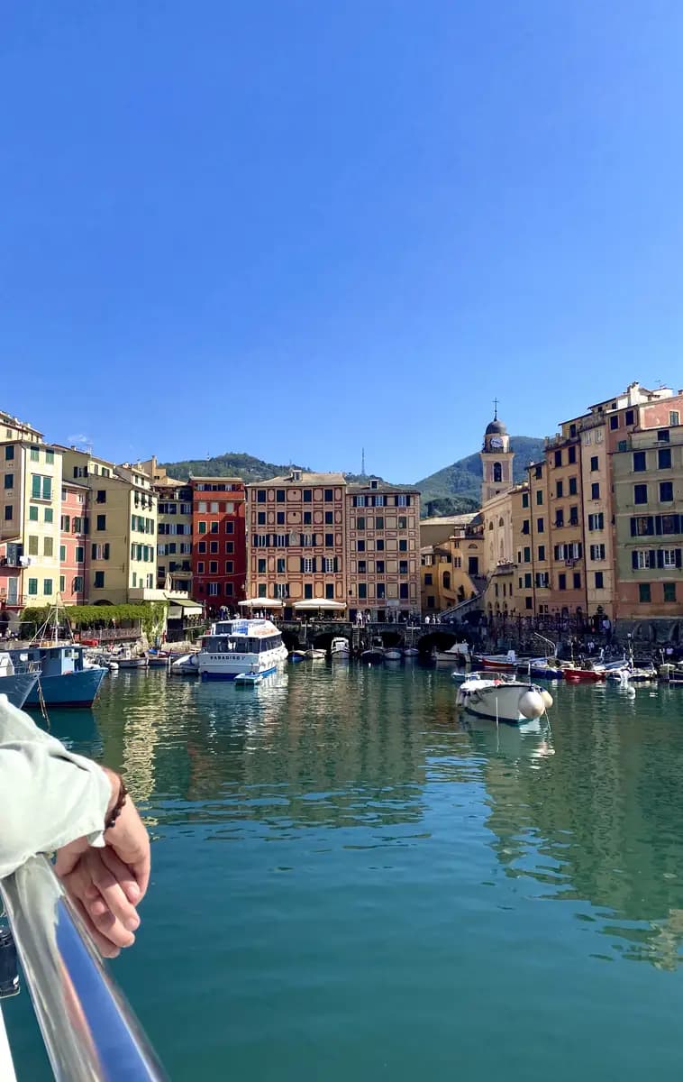 camogli harbour with colourful houses