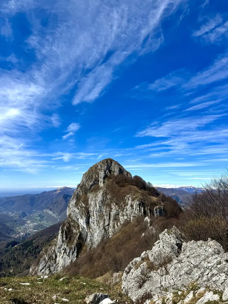 view from corni di canzo hike western horn views of the alps and lake como, and lake annone
