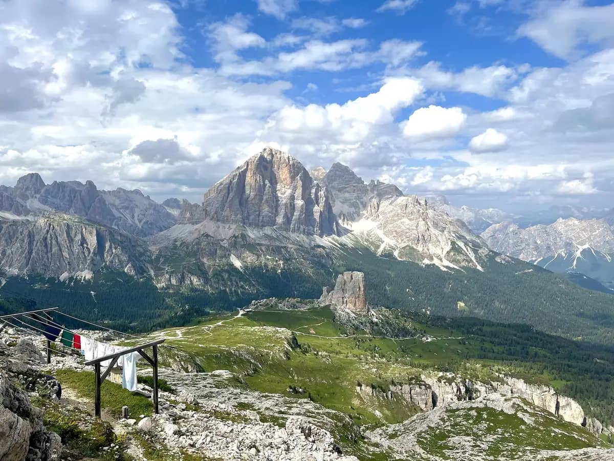 view at the rifugio at the top of cortina d'ampezzo dolomites italy