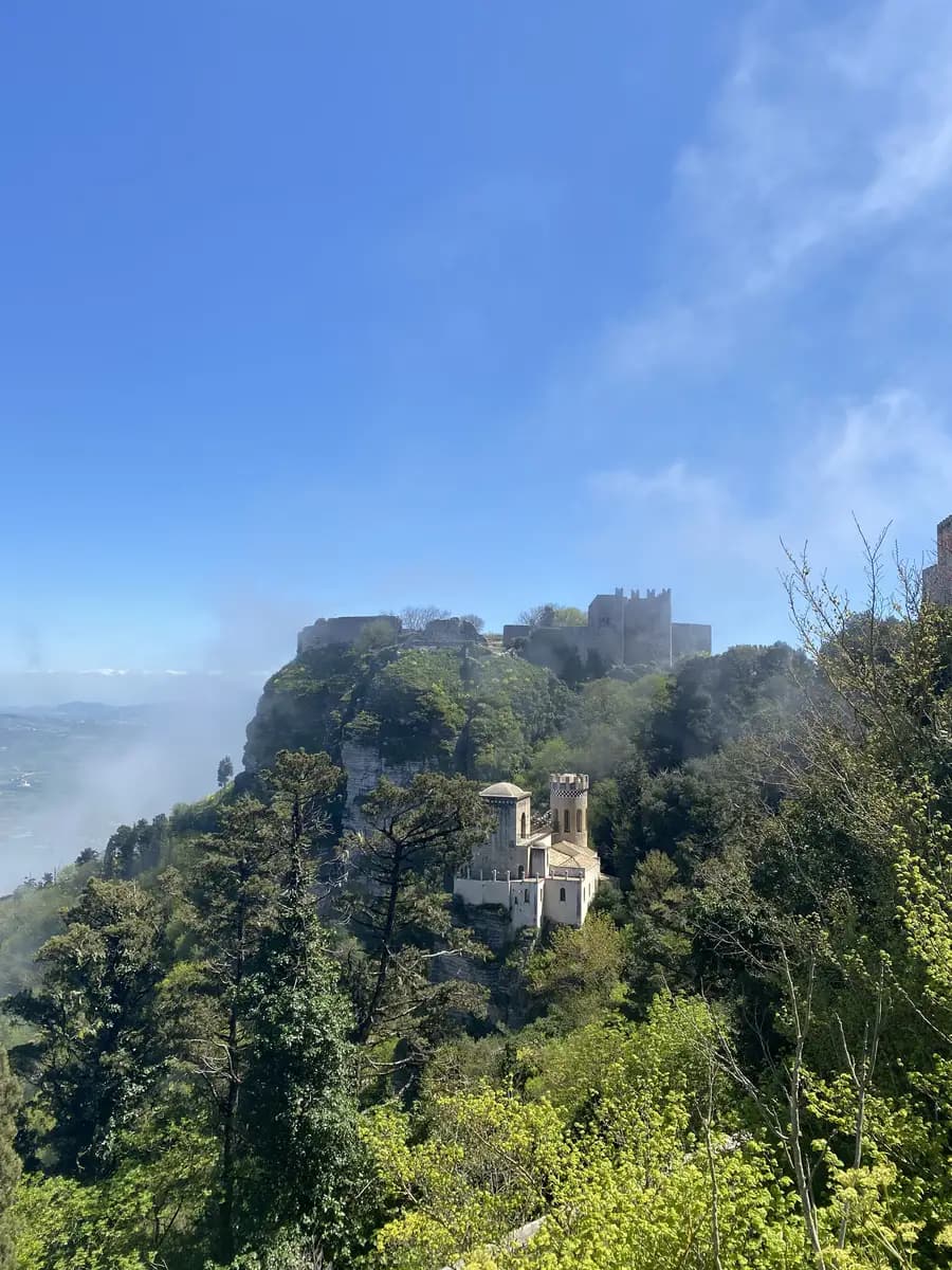 a medieval town up in the sky, insane views of the castle in erice