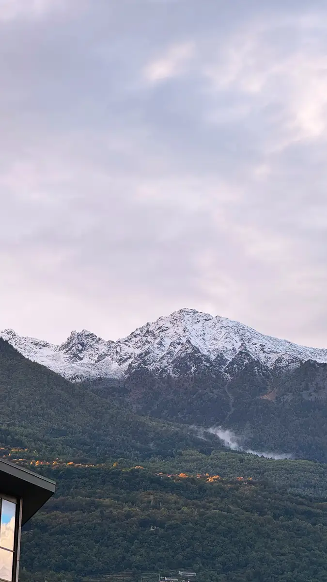 snowy mountain views from morbegno town italy valtellina 