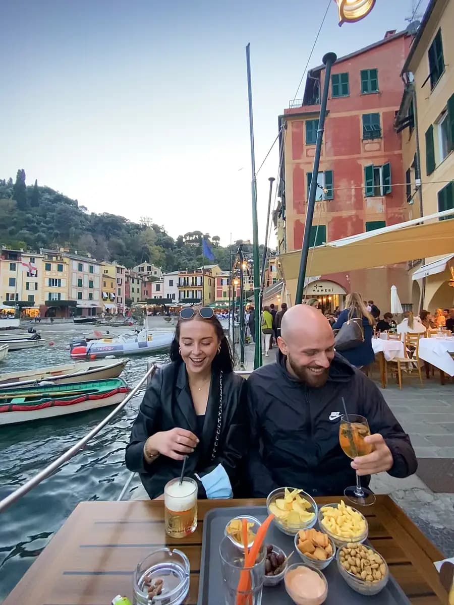 having cocktails on the portofino harbour