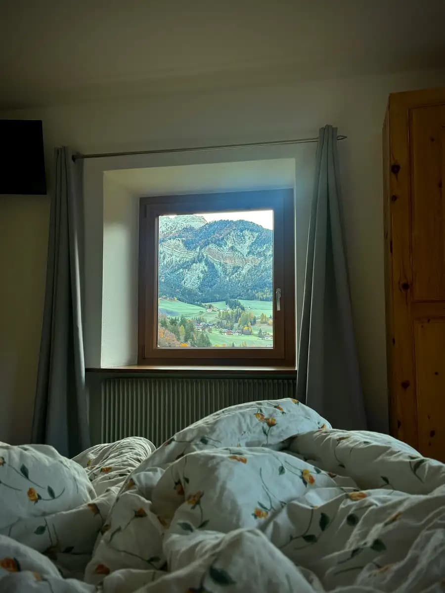 window view of mountains in the dolomites