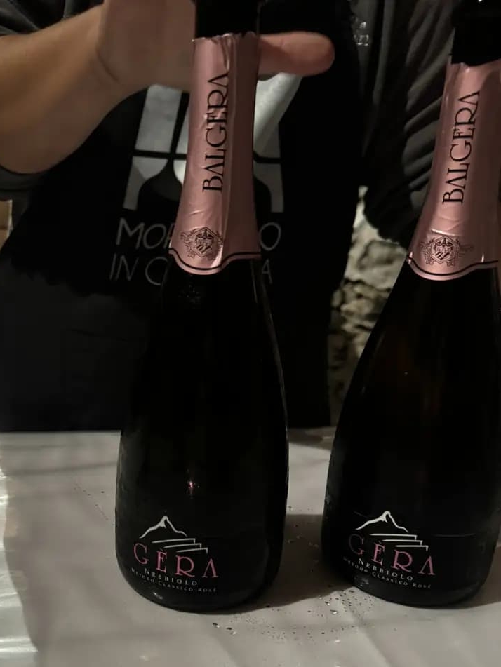 bottle of gera rose made from nebbiolo grapes.