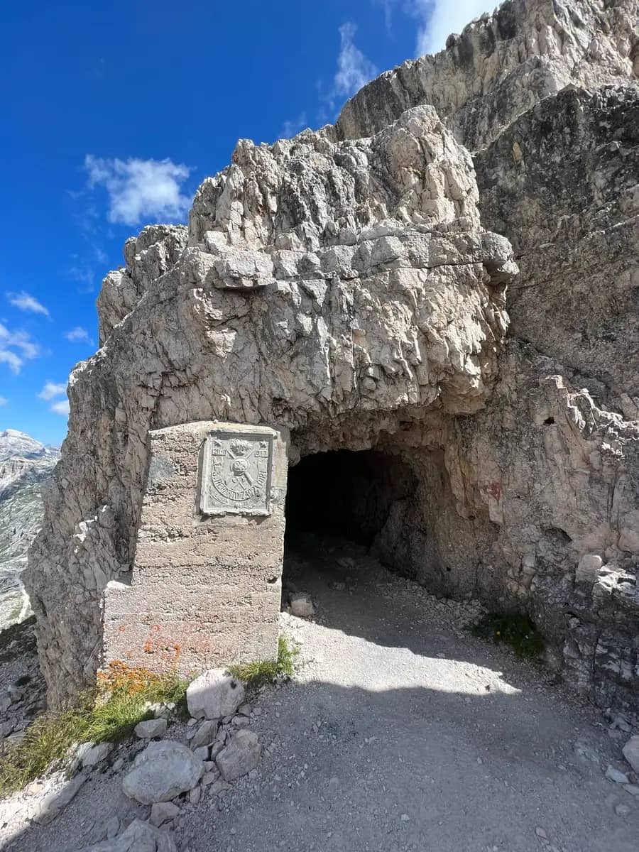 outside of the war tunnel tre cime di lavaredo