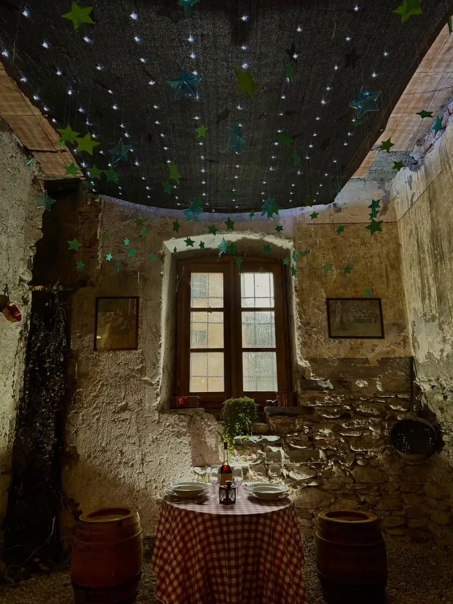 Ignizio wine cellar stone walls at the morbegno in cantina wine festival